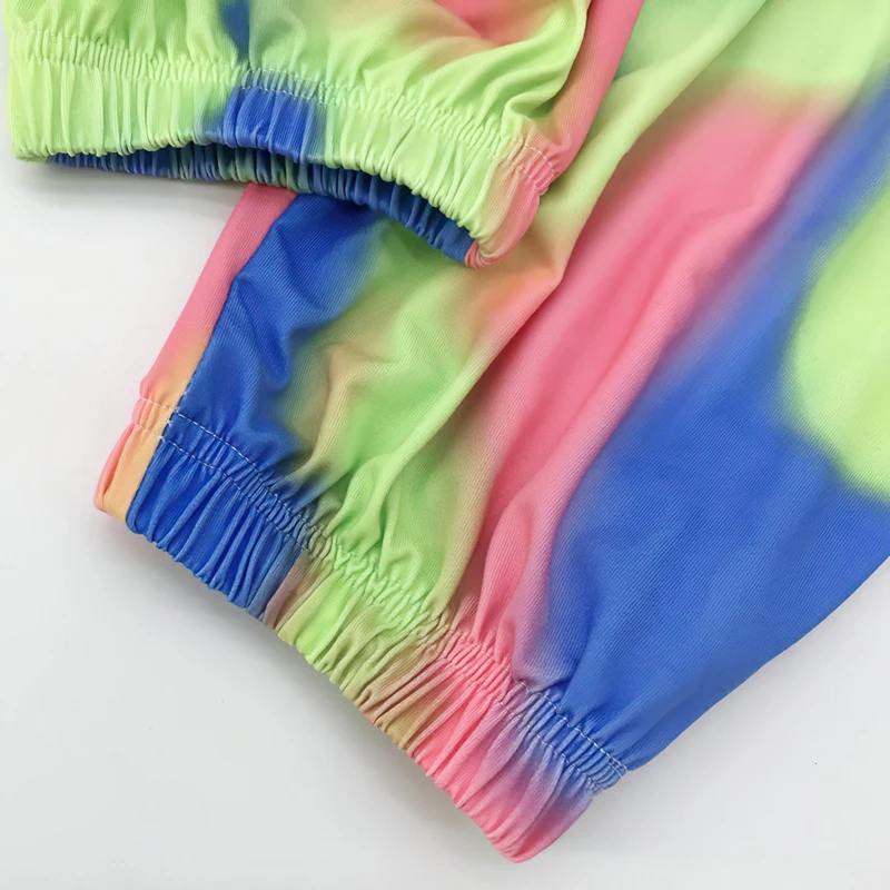 

New Women's Fashion High Waist Elastic Tie Tie Dye Printing Casual Pants