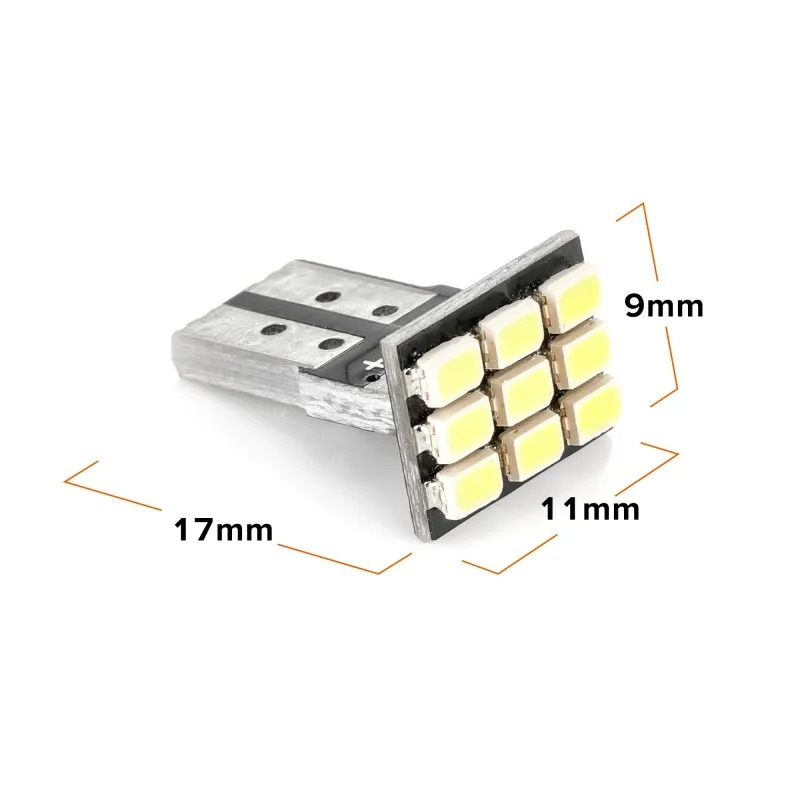 10 шт. T10 светодиодный Подсветка регистрационного номера лампы 9SMD 2825 192 194 168 W5W