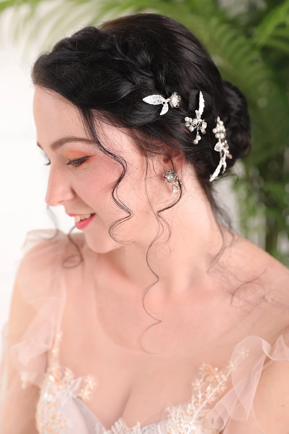 Серебряная жемчужная матовая Цветочная Корона шпилька для волос ручной работы и