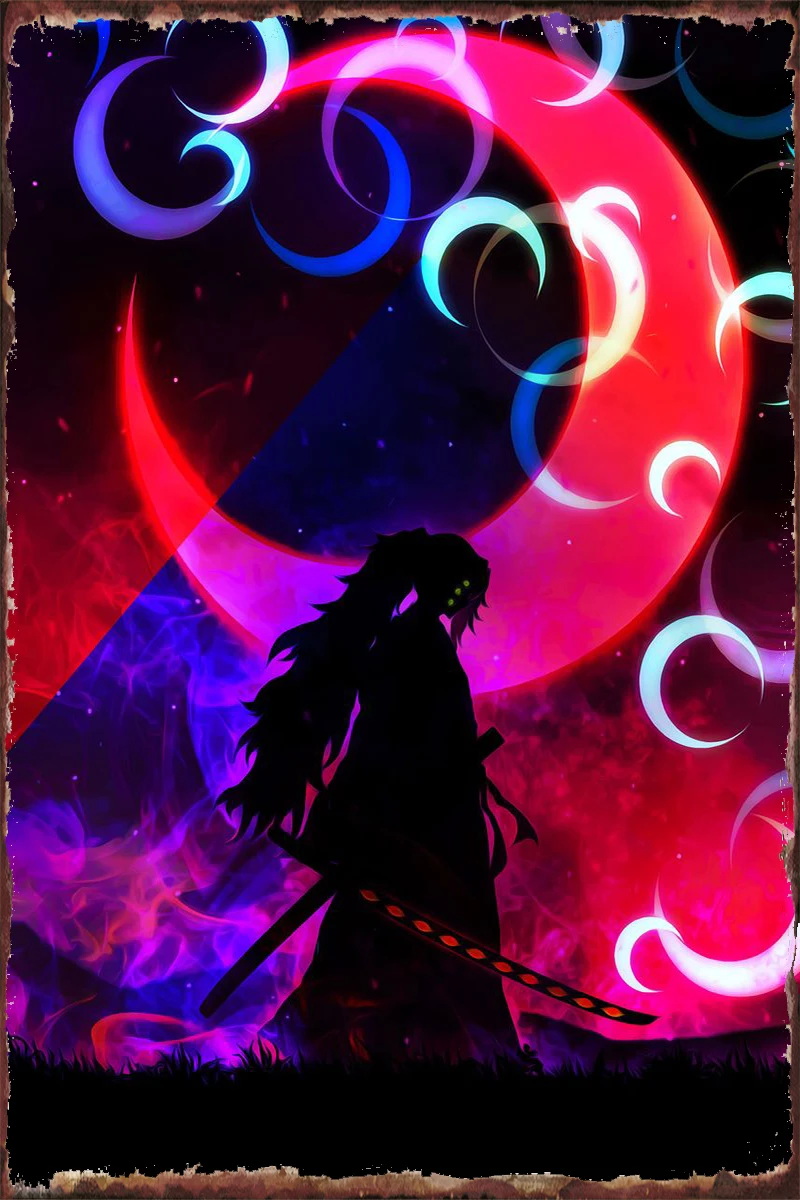 

Kimetsu No Yaiba Kokushibo Vintage Metal Sign Tin Sign Tin Plates Wall Decor Room Decoration Retro For Pub Home Club Man Cave