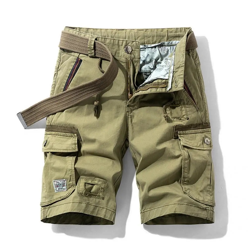 

Breathable Casual Solid Color Drawstring Summer Men Shorts Skin-friendly Men Shorts Multi Pockets Pants