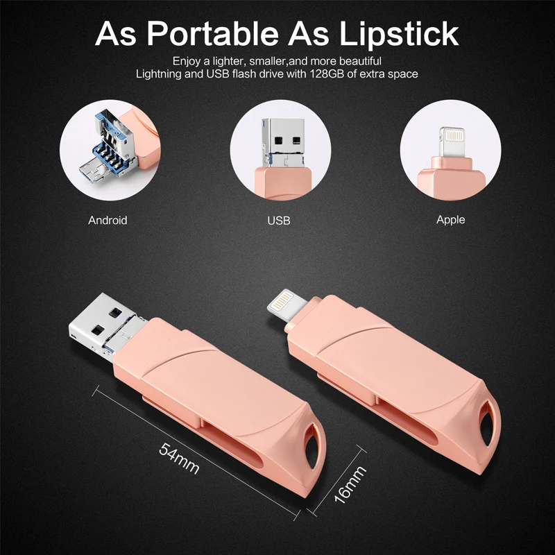 MGL OTG USB флеш накопитель металлический 128 ГБ 256 8/7 флэш диск 16 32 64 для iPhone X/8 Plus/6 /5|USB