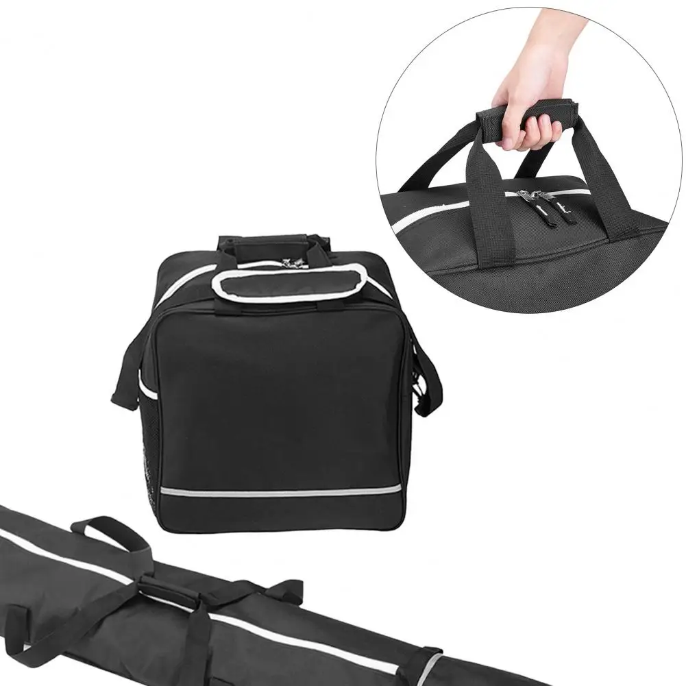 2Pcs/Set Adjustable Polyester Wear-resistant Waterproof Snowboard Pouch Skiing Hiking Black Ski Boot Bag for Men Women and Youth