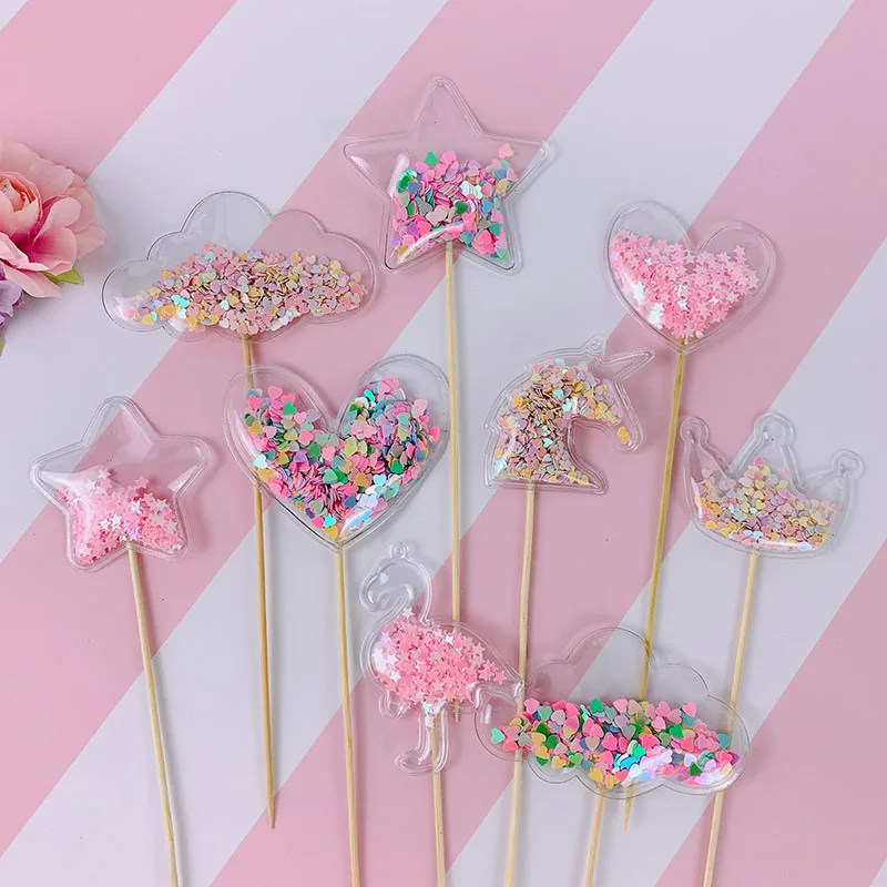 Украшения для торта Love Bling Fairy из ПВХ топпер с единорогом короной облаком