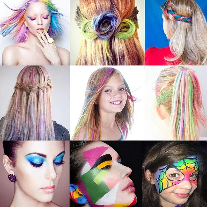 

12PCS Colorful Disposable Hair Chalk Temporary Child Hair Dye Pen Non-toxic Portable Washable Hair Dye Pen Birthday Party