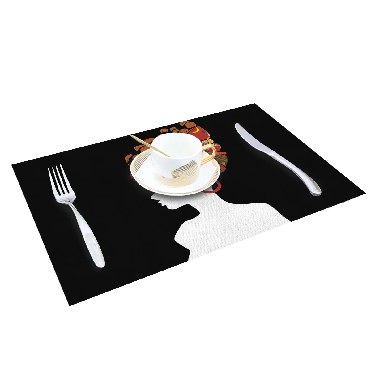 Африканская женщина Черная кухонная подставка с принтом коврик для обеденного