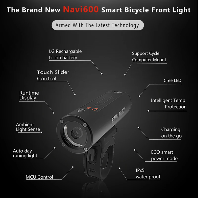 Enfitnix 600LM велосипедные смарт-фары для езды велосипедные фары на руле дорожный горный велосипед ночной фонарик для езды Navi600