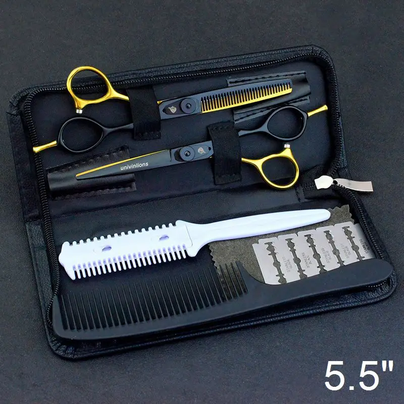 6025A55-Kit Case 5,5/6,0 Профессиональные Японские Стальные Парикмахерские ножницы парикмахерские ножницы набор парикмахерских бритв Горячая Парикмахерская стилист набор ножниц - Цвет: 6025A55-Kit Case