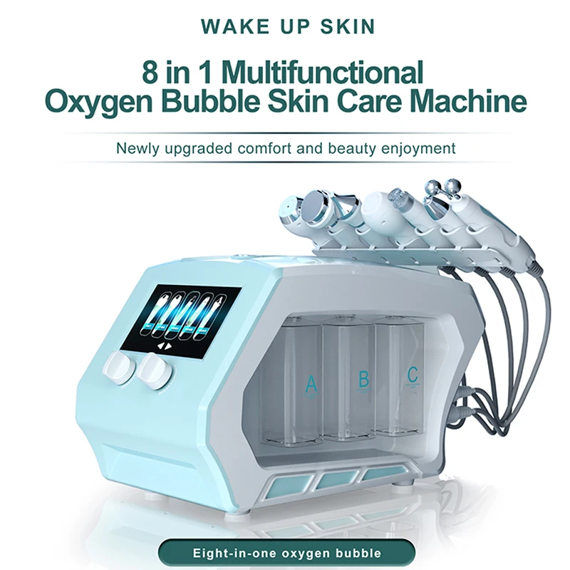 

Portable 8 In 1 Plasma Ultrasonic Microcrystalline Dermabrasion Hydrafacial Machine Water Oxygen Facial Beauty Machine