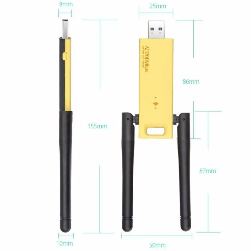Двухдиапазонный 1200 Мбит/с беспроводной USB 3,0 Realtek RTL8812AU Wifi адаптер 2,4G/5 ГГц сетевой адаптер с антенной для Windows Mac OS
