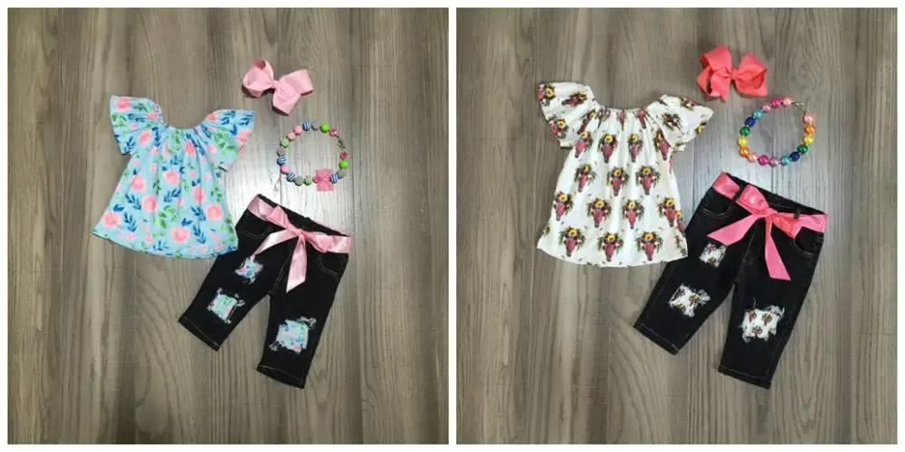 Новое поступление летние джинсы для маленьких девочек капри детская одежда