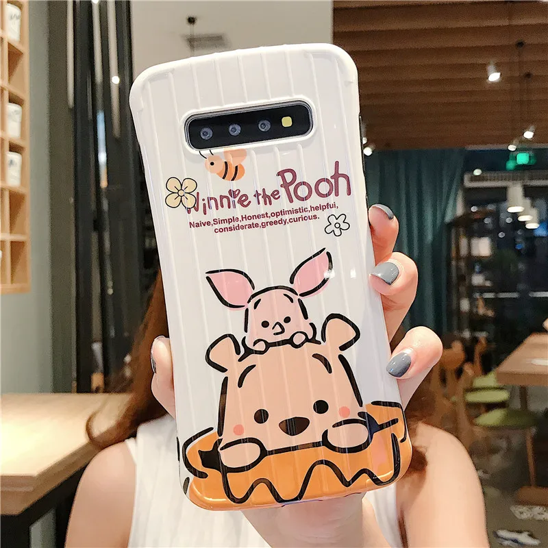IUENUA изогнутый чемодан медвежонок пух чехол для телефона samsung Galaxy Note 10 S8 S9 S10 Plus 9 8