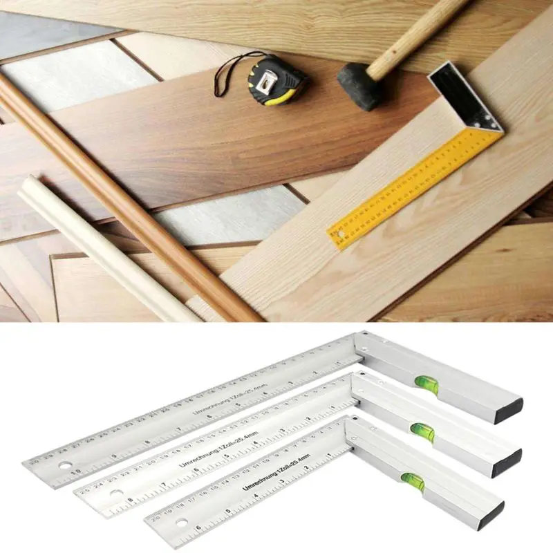 

1PC 90 Angle Ruler, Carpenter Angle Finder Ruler Gauge 200mm 250mm 300mm ,Thickening Aluminum Woodworking Square Gauge -Double