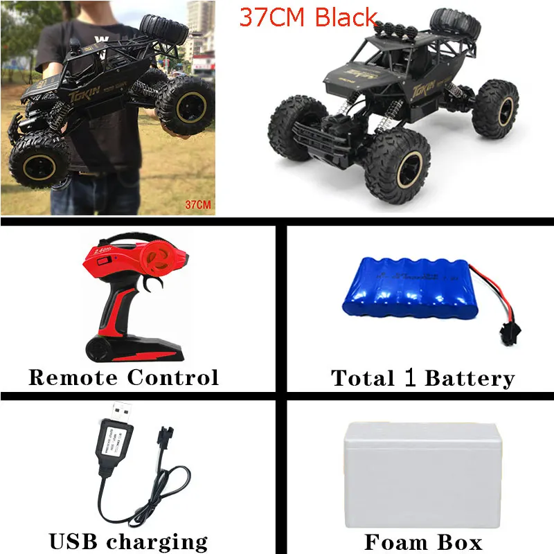 37cm Black Радиоуправляемая машина 1/12 4WD с дистанционным управлением высокоскоростная машина 2,4 Ghz электрические радиоуправляемые игрушки Monster Truck Багги внедорожные Автомобили детские подарки - Цвет: 37cm Black