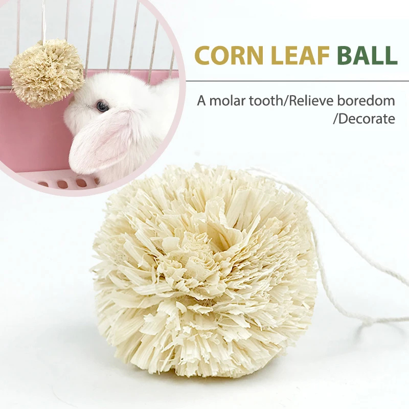 

Rabbit corn leaf ball Guinea Pig chinchilla molar toy snack corn leaf molar ball For Tooth Cleaning Molar Animal Accessories