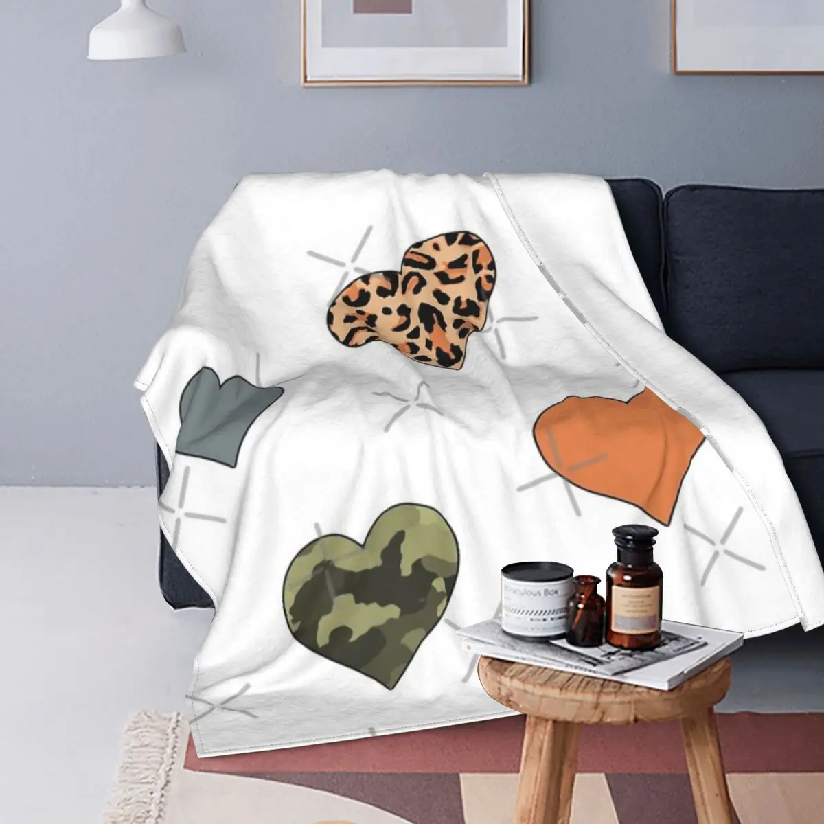 

Paquete de pegatinas de corazón, manta a cuadros para cama, sofá, cama, funda doble, manta