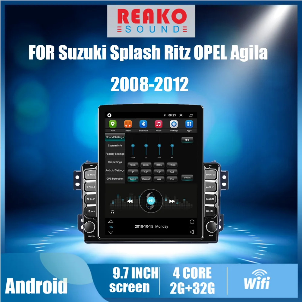 

For SUZUKI Splash Ritz OPEL Agila 2008-2012 2 Din 9.7" Tesla Screen Car Multimedia Player GPS Navigator Android Autoradio