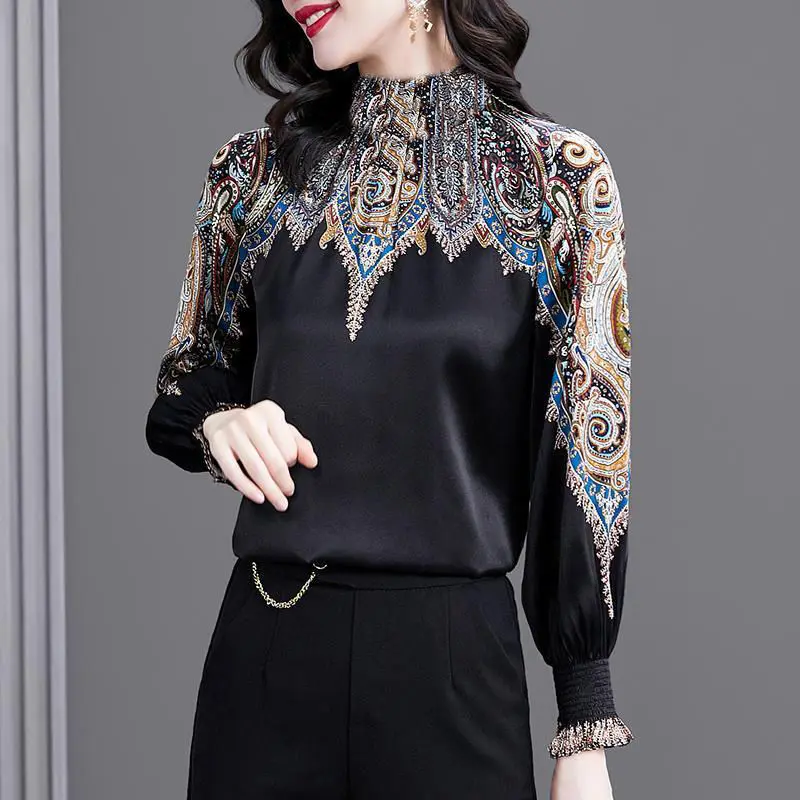 

Ladies' Bottom Shirt Fashionable Temperament Western Style Satin T-shirt Jacket Business Office Professional Suit Bottom Shirt