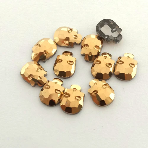 6X8 Golden 10 шт Дизайн Стразы для ногтей Кристаллы череп 3d-украшения для ногтей Корея украшения для маникюра изысканные драгоценные камни в стиле панк - Цвет: 6X8 Golden