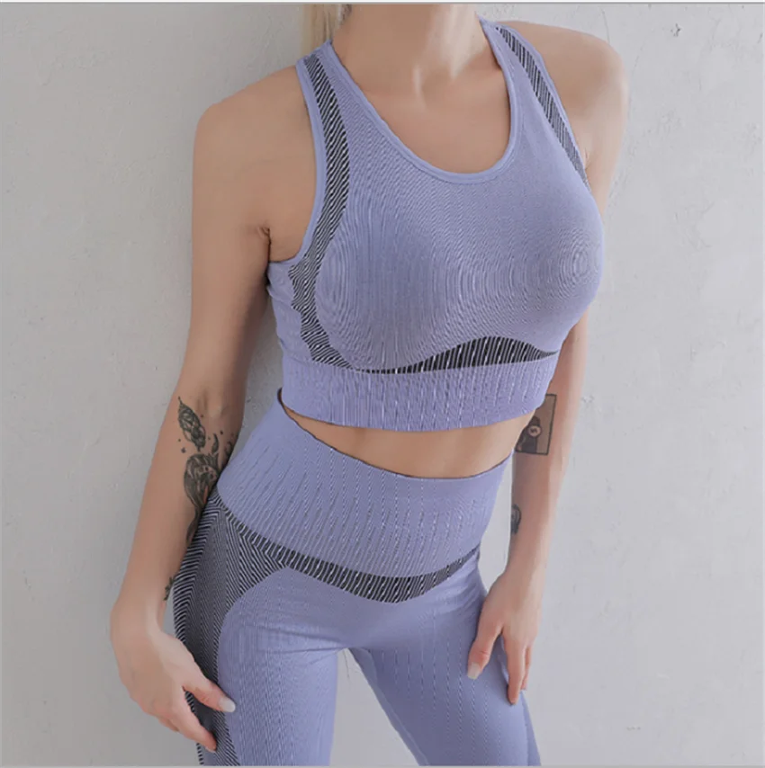 

2020 Women's tracksuit Fall/Winter Women's Yoga Wear Bra Set Leggings Trousers Sports Fitness 2PCS Suit Women clothing DS158