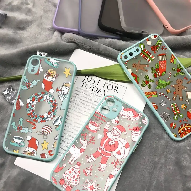

Christmas Phone Case Blue Color Matte Transparent For iPhone 13 12 Mini 11 Pro X XR XS Max 7 8 Plus