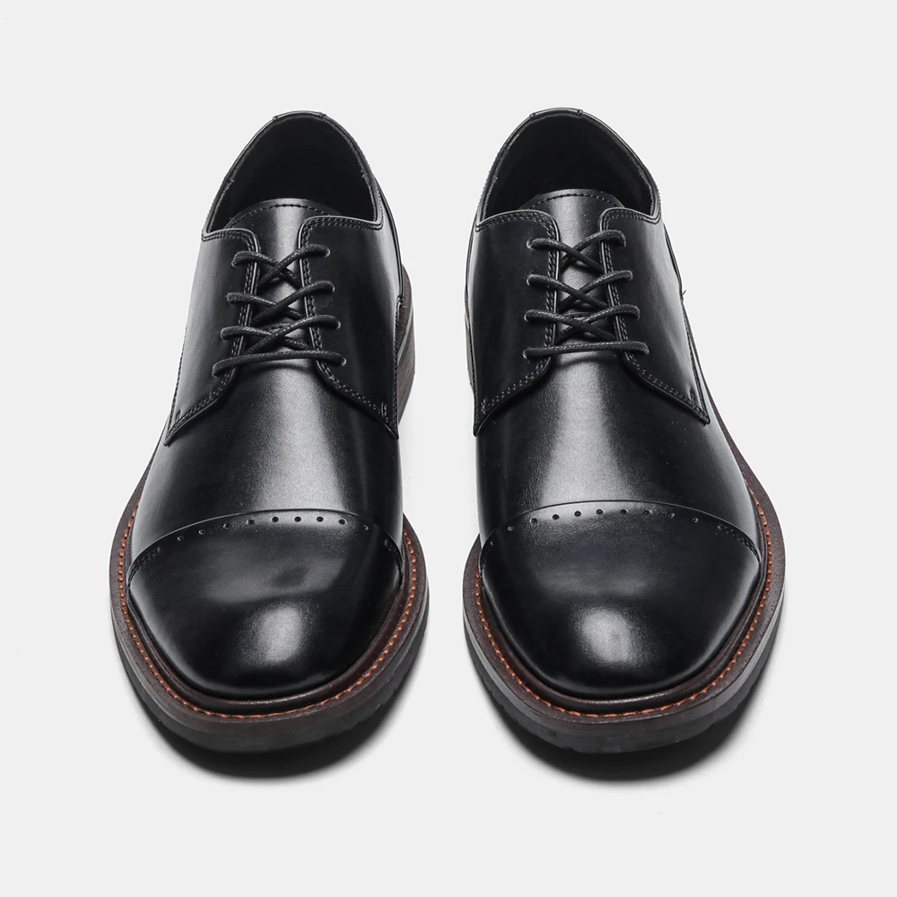 

Men's Fashion Derby Shoes Thick Sole Men Casual shoes Black Men Leather Shoes #AL711