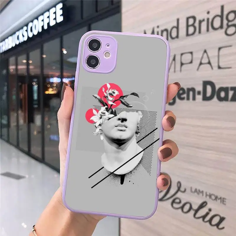 

Abstract Art Statue fashion Phone Case Matte Transparent for iPhone 7 8 11 12 s mini pro X XS XR MAX Plus cover funda
