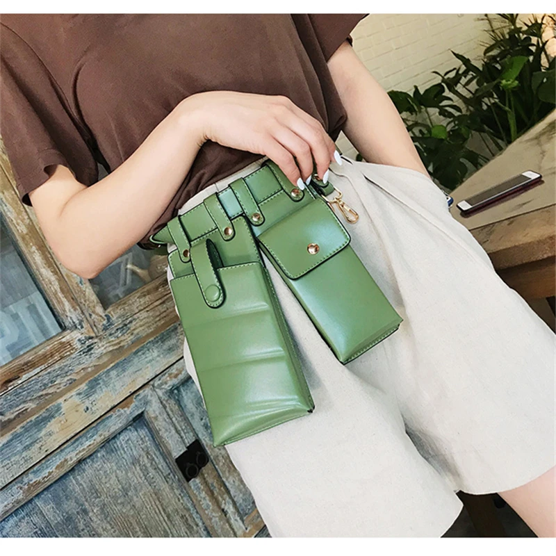 

Women Waist Pack Leather Fanny Punk Luxury Women Belt Crossbody Bags For Women Casual Chest Pack Female Purse Mini Phone Bag