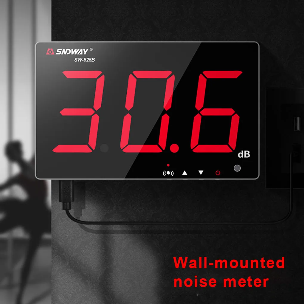 

525B Digital Sound Level Meter 30-130dB Wall Mounted Decibel Meter Noisesensor Decibel Tester Monitoring Noise Volume Measuring