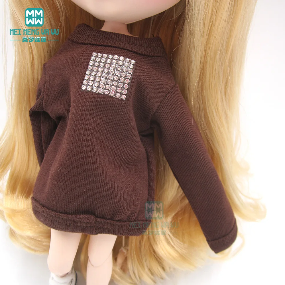1 шт., одежда Blyth Doll, модная толстовка, белый, розовый, черный, коричневый, темно-зеленый для Blyth Azone OB23, OB24, кукла 1/6, аксессуары