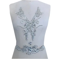 pure handmade v neck costume rhinestone bodice wedding dress accessories 1 set