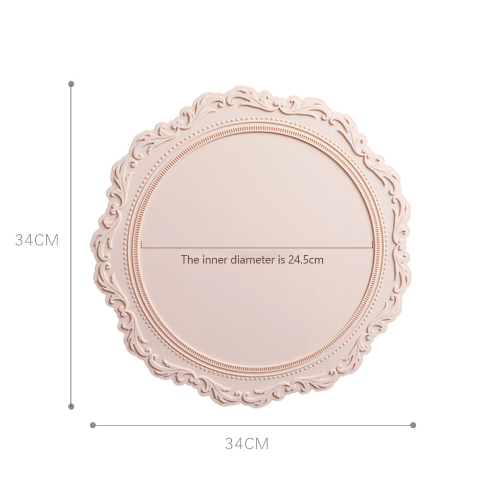 

Silicone round European style embossed heat insulation table mat pattern edge heightened pot mat lace decoration wedding coaster