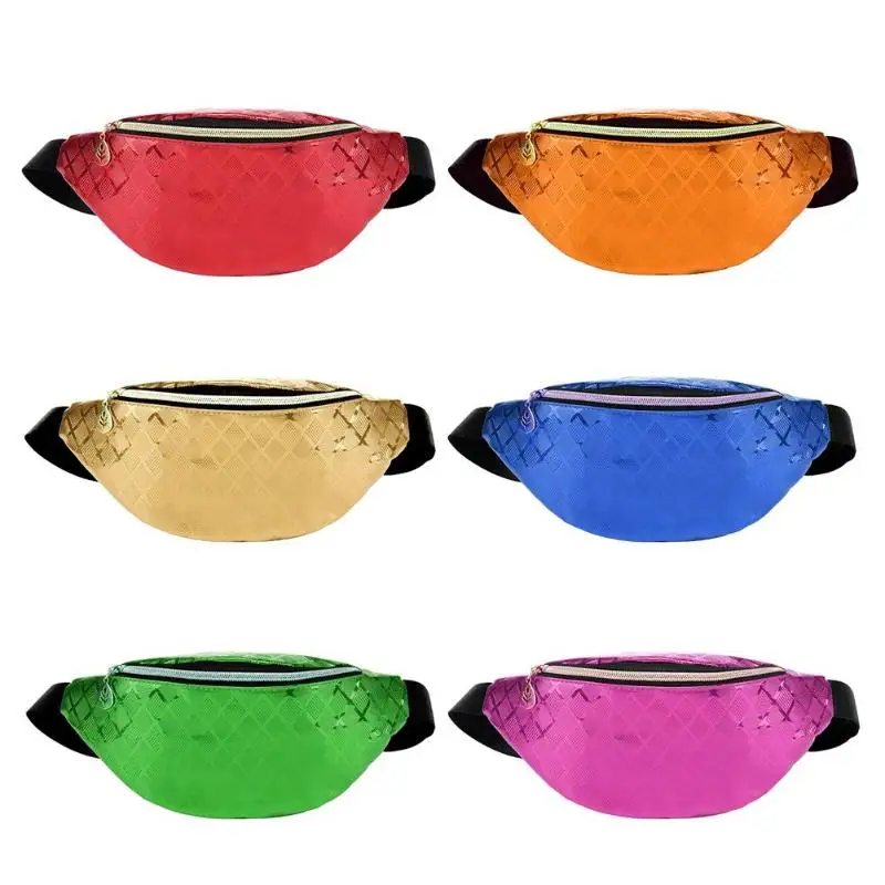

Hot Sale Waist Packs Multi-function Women Casual Waist Belt Pack Shiny PVC Laser Shoulder Messenger Bags Chest Purse