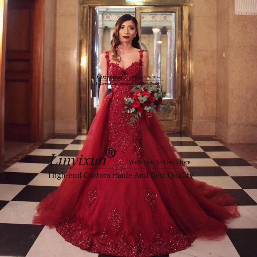 

Sexy Long Prom Dresses Sweetheart Court Train robe de soiree 2021 Tulle Appliques Mermaid Formal Evening Party Gowns