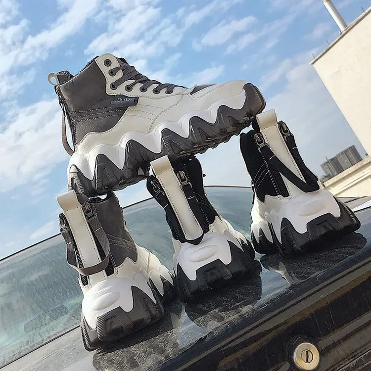 2019 г. Зимние новые стильные женские кожаные ботинки женская обувь на шнуровке