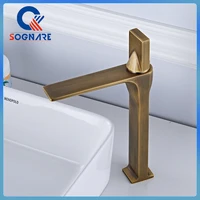 luxury waterfall tap tall bathroom basin faucet single handle cold and hot water crane single hole antique basin mixer modern