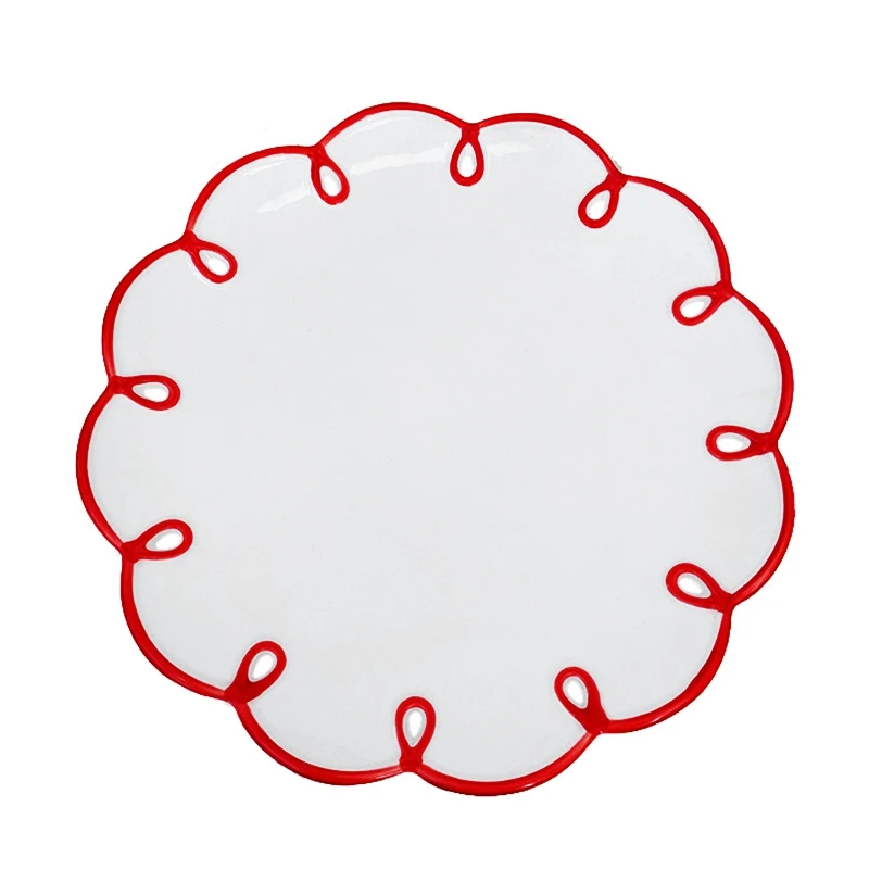 

Ins креативная ретро красная граница цветок 9 дюймов диск керамическая тарелка торт десертная тарелка стандартная тарелка