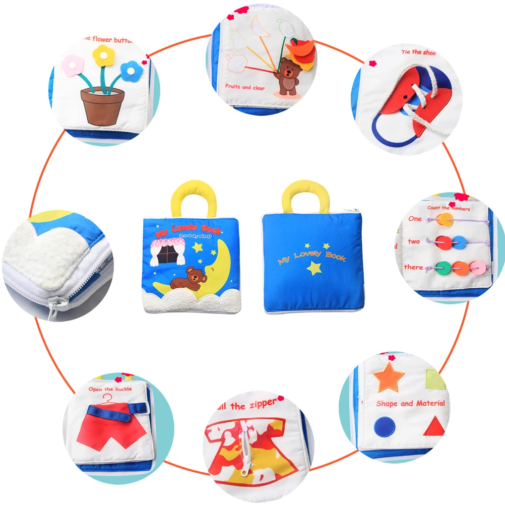 Детские развивающие игрушки 3D тканевая книга для обучения одеванию книжка с