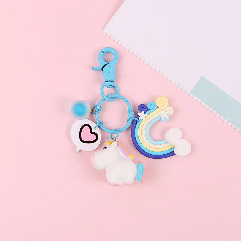 2019 New Cute Cartoon Colorful Unicorns Keychain Doll Key Ring Gift For Women Girls Bag Pendant Figure Charms | Украшения и