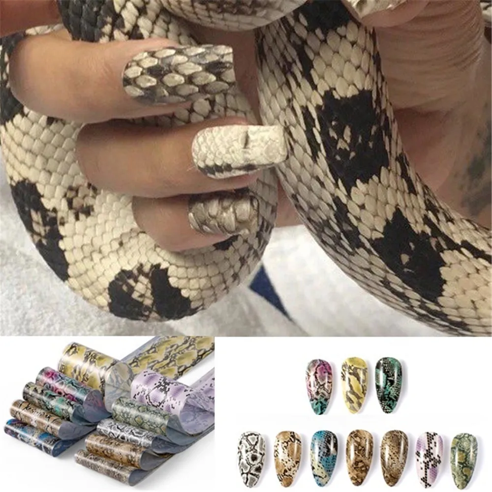 10 шт./компл. искусственная переводная бумага змеиная кожа фольга для ногтевого