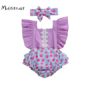 Универсальная одежда для маленьких девочек Боди для малышей 2020, Кружевное боди без рукавов с цветочным принтом на бретельках одежда для малышей от 0 до 24 месяцев