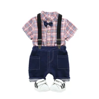 new fashion summer baby boys clothes suit children cotton shirt overalls 2pcssets toddler casual costume infant kids tracksuits