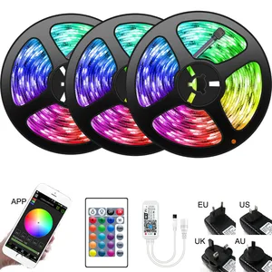 Светодиодная лента 5050 RGB для телефона APP светильник 5 м, 10 м, 15 м, 60 светодиодовм, контроллер Wi-Fi, водонепроницаемая Неоновая Гибкая лента, Диодная лента, адаптер постоянного тока 12 В