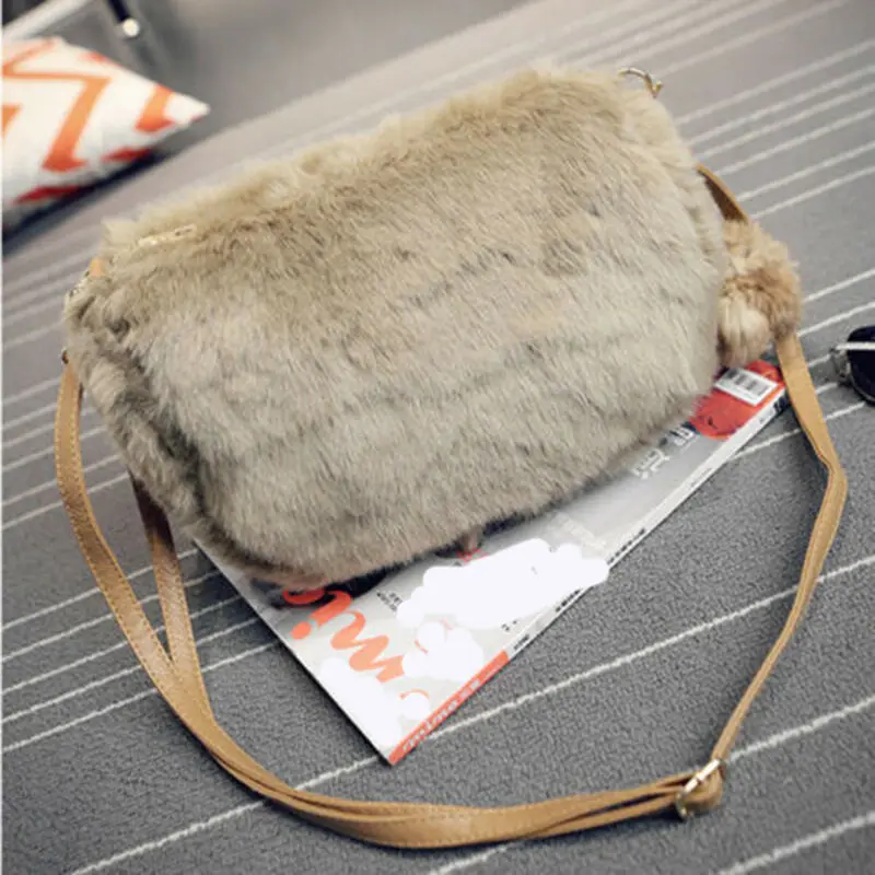 Сумка через плечо из искусственного меха для женщин Дамский мессенджер плюшевые