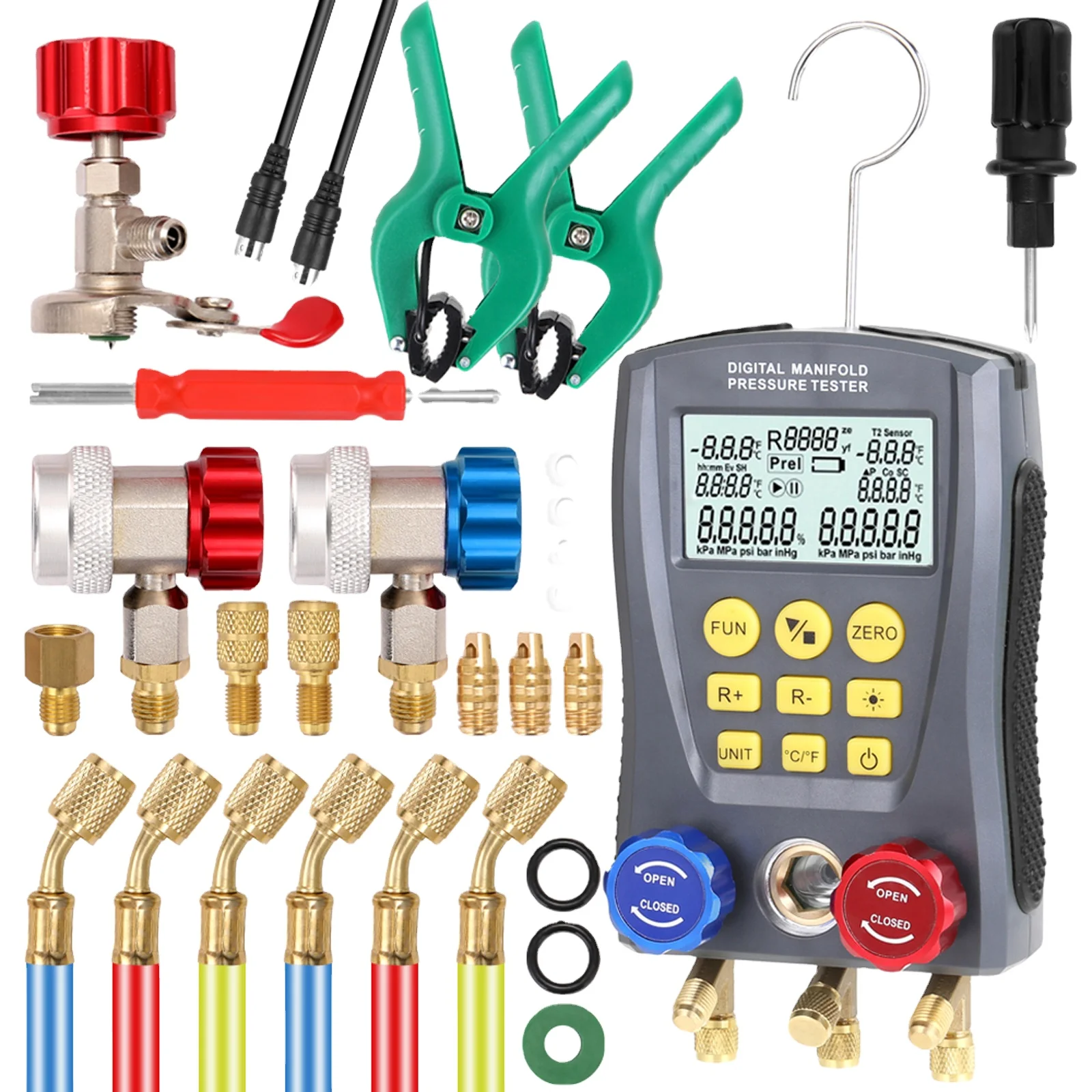 

Refrigeration Pressure Gauge Digital Manifold Pressure Gauge Vacuum Pressure Temperature Meter Test Air-Conditioning