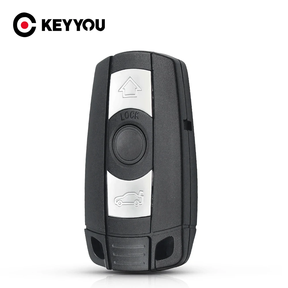 

KEYYOU Car Remote Key for BMW 1 3 5 6 Series E90 E91 E92 E60 3 Button Smart Card key Case shell Cove Replacement Fob Cover