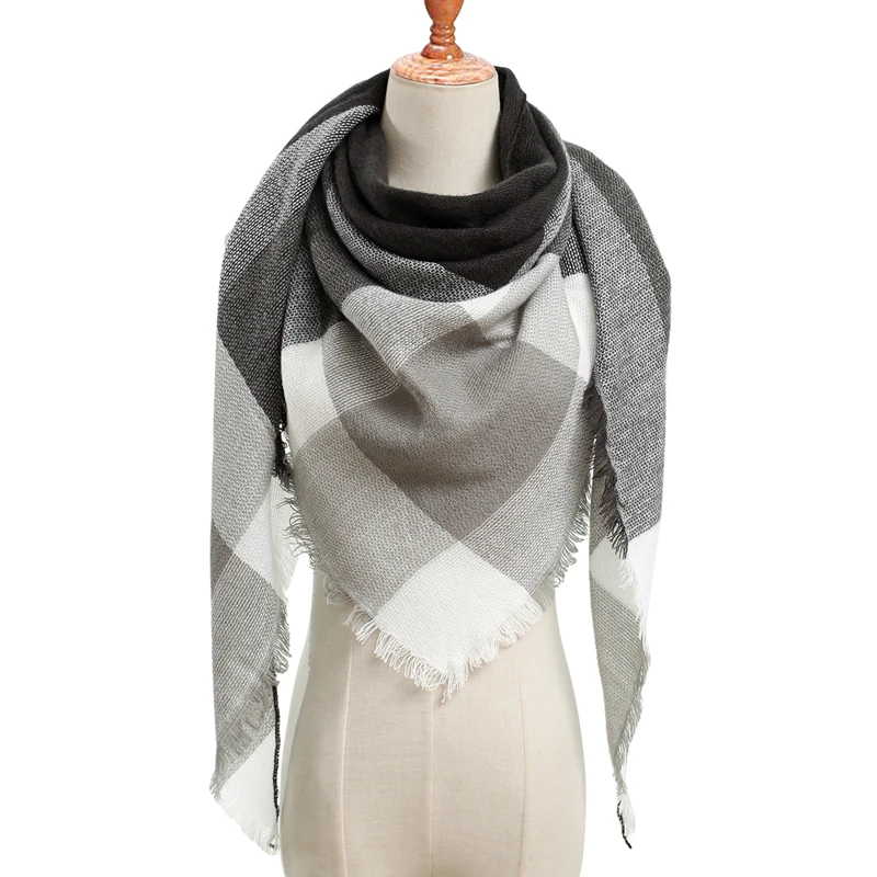 

Design 2020 women cashmere scarf plaid warm winter scarves lady pashmina luxury brand Triangle knit neck shawls hijab scarfs