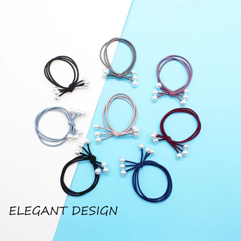 

5Pcs/set Popular Pearl Hair Rubber Bands For Girl New Simple Design Hairband For Women High Elastic Hair Bands For Kids Headwear