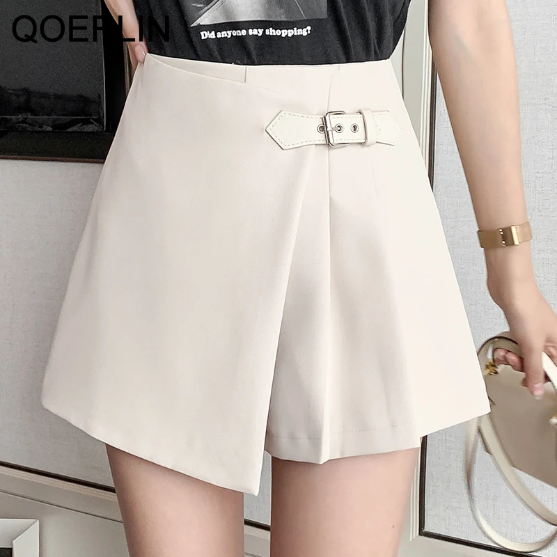 

QOERLIN Black Tennis Skirts Streetstyle Fashion A-Line Pleated Irregular Women Skirts High Waist Saia Girls Mini Skirt