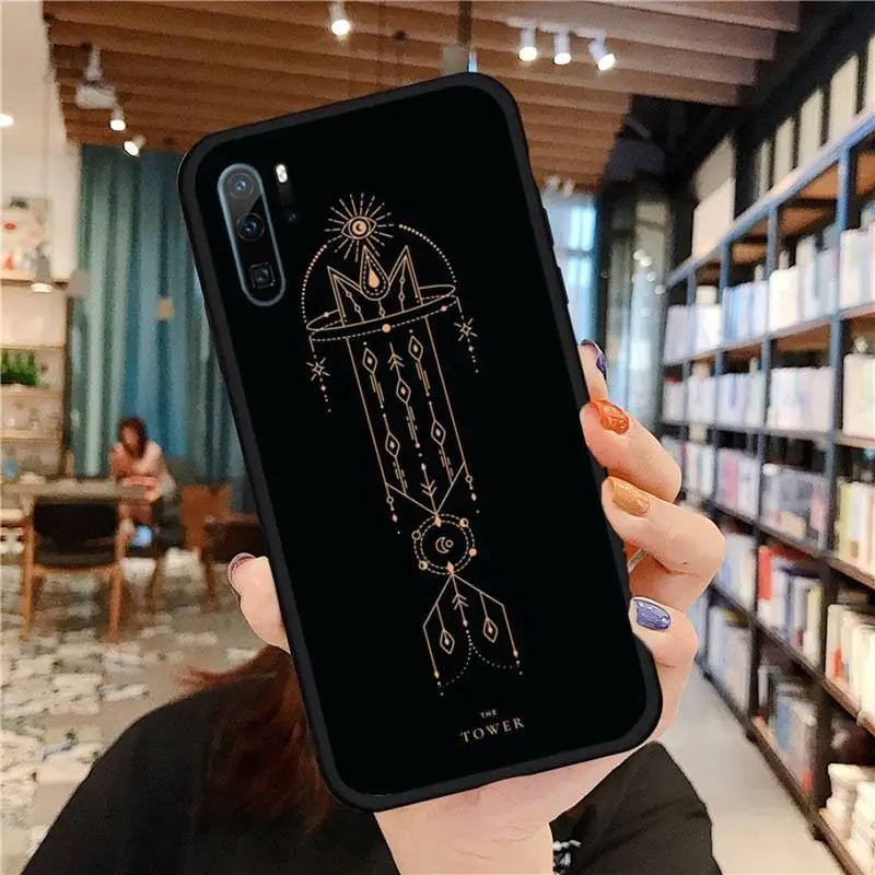 

Tarot Cards Tattoo Phone Case For Huawei honor Mate P 9 10 20 30 40 Pro 10i 7 8 a x Lite nova 5t Soft silicone funda